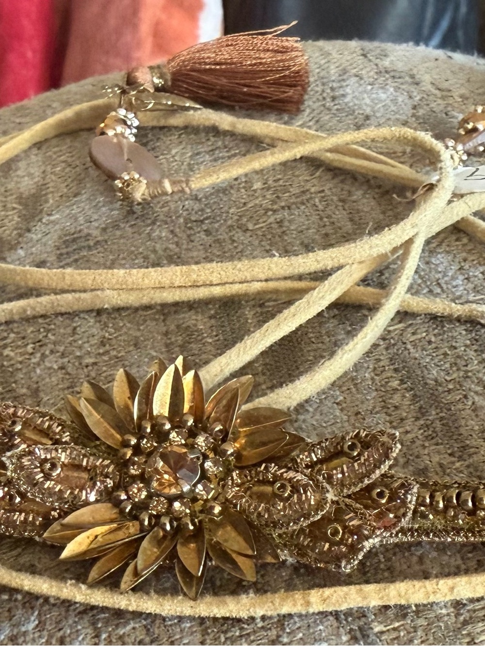 Gold Floral Crystal Accent Headband – Women's Decorative Hairpiece or choker,nwt